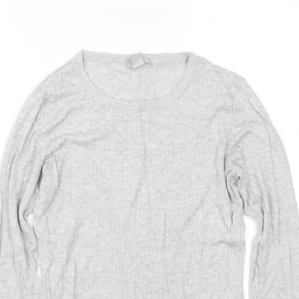 H&M Womens Grey Crew Neck  Viscose Pullover Jumper Size M