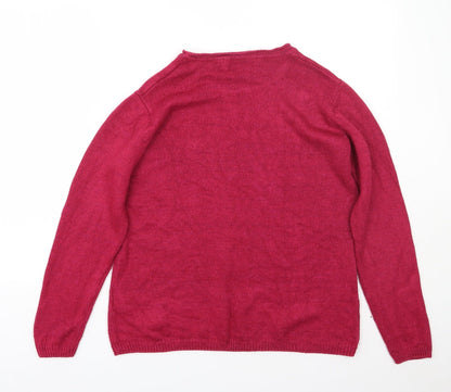 isle Womens Pink Round Neck  Acrylic Pullover Jumper Size L