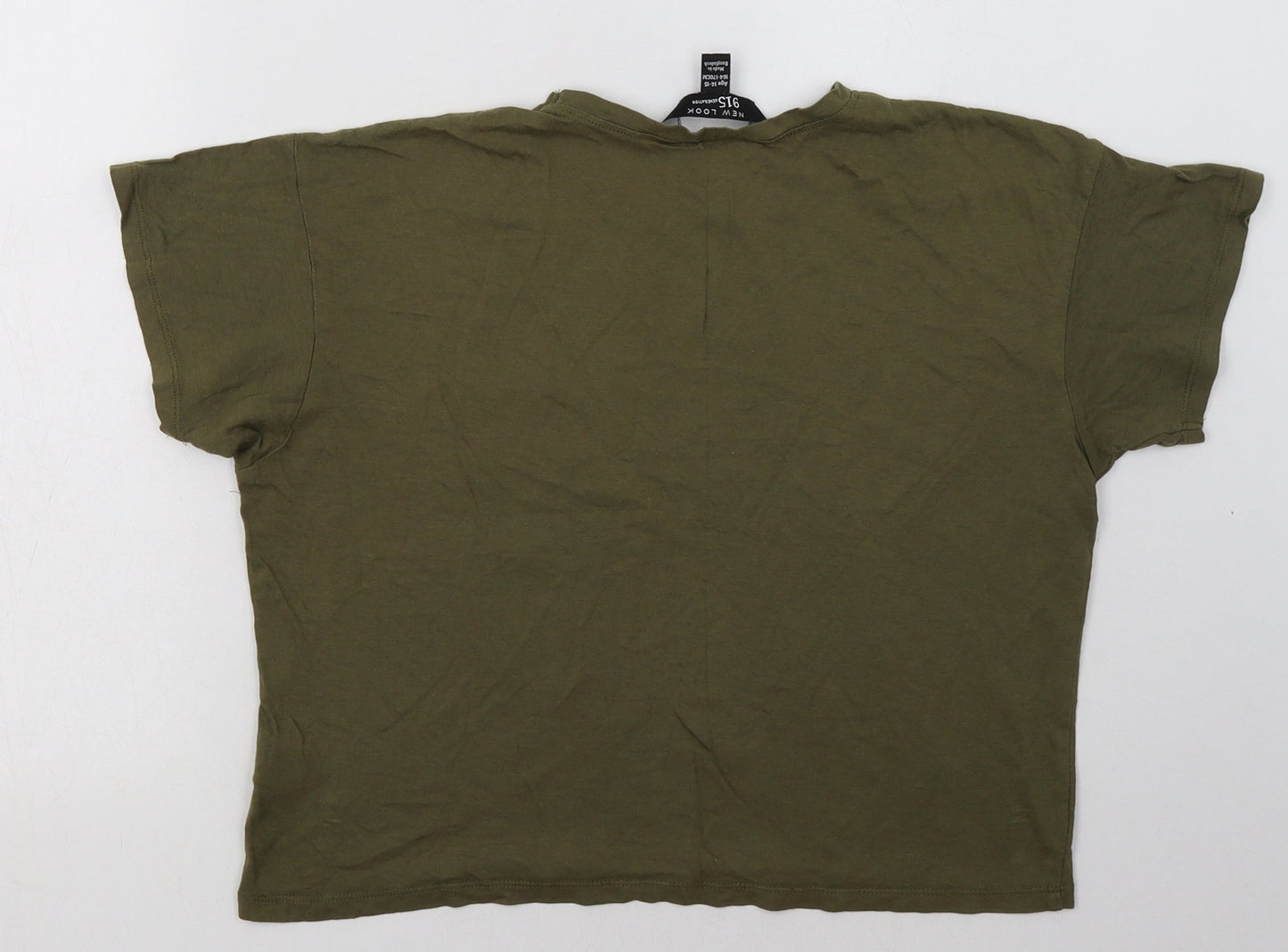 New Look Girls Green  Cotton Cropped T-Shirt Size 14-15 Years Crew Neck Pullover