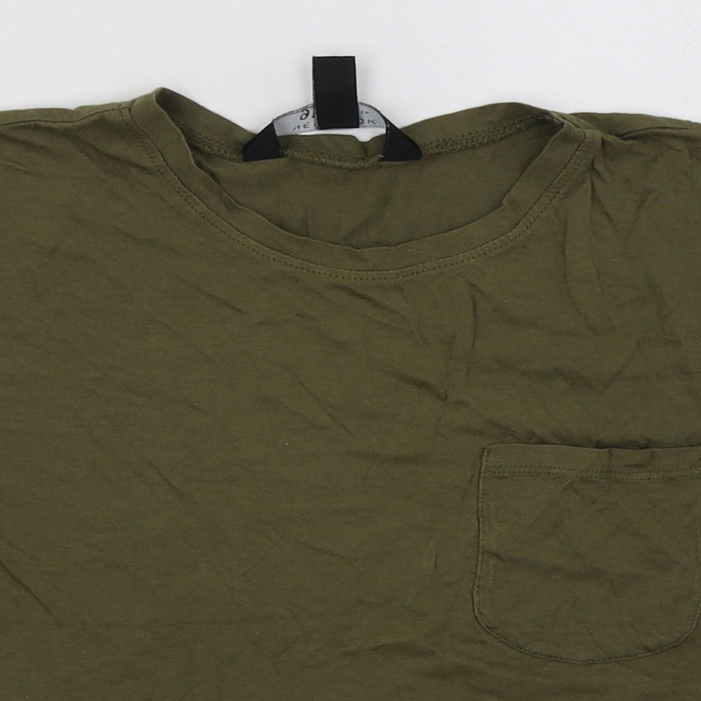 New Look Girls Green  Cotton Cropped T-Shirt Size 14-15 Years Crew Neck Pullover