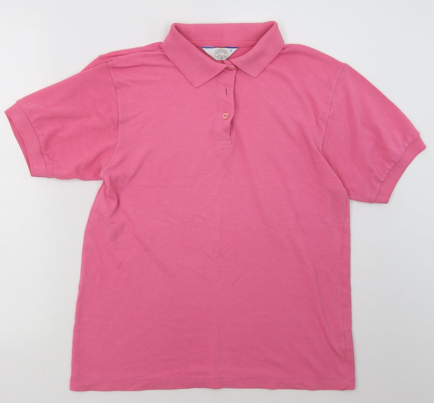 Casual Club Womens Pink  Polyester Basic Polo Size S Collared
