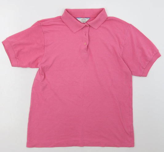 Casual Club Womens Pink  Polyester Basic Polo Size S Collared