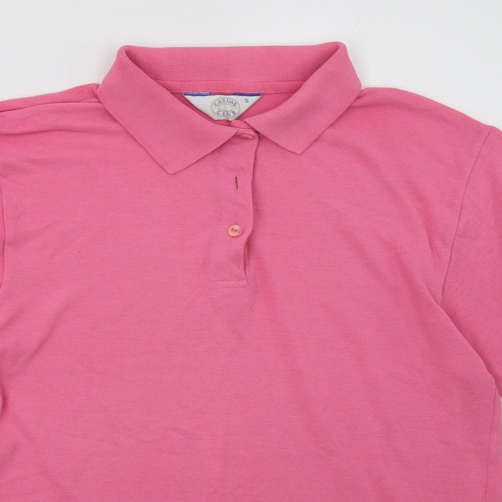Casual Club Womens Pink  Polyester Basic Polo Size S Collared