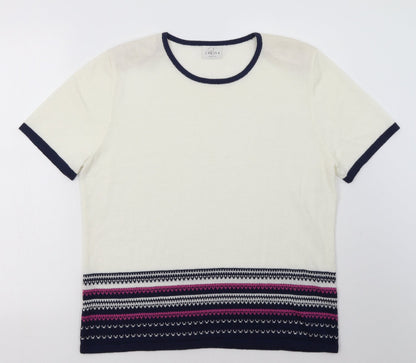 Eastex Womens White Geometric Acrylic Pullover Sweatshirt Size 14  Pullover