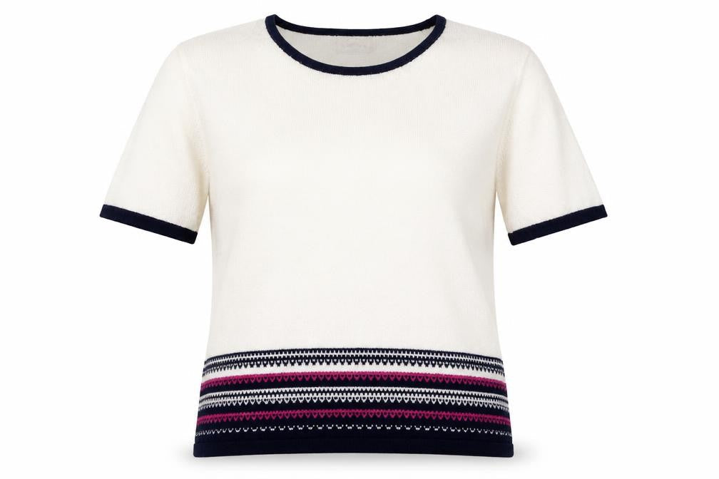 eastext Womens White Geometric Acrylic Pullover Sweatshirt Size 14  Pullover