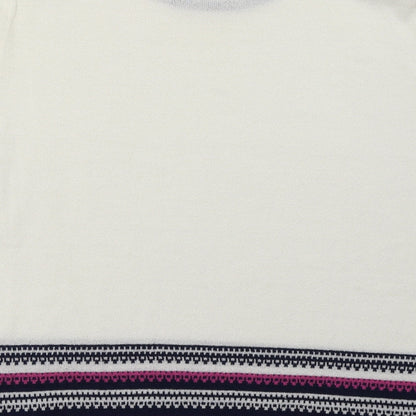 Eastex Womens White Geometric Acrylic Pullover Sweatshirt Size 14  Pullover