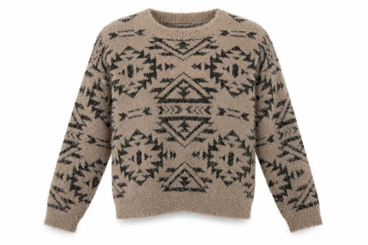 Marks and Spencer Womens Brown Geometric Acrylic Pullover Sweatshirt Size 12  Pullover