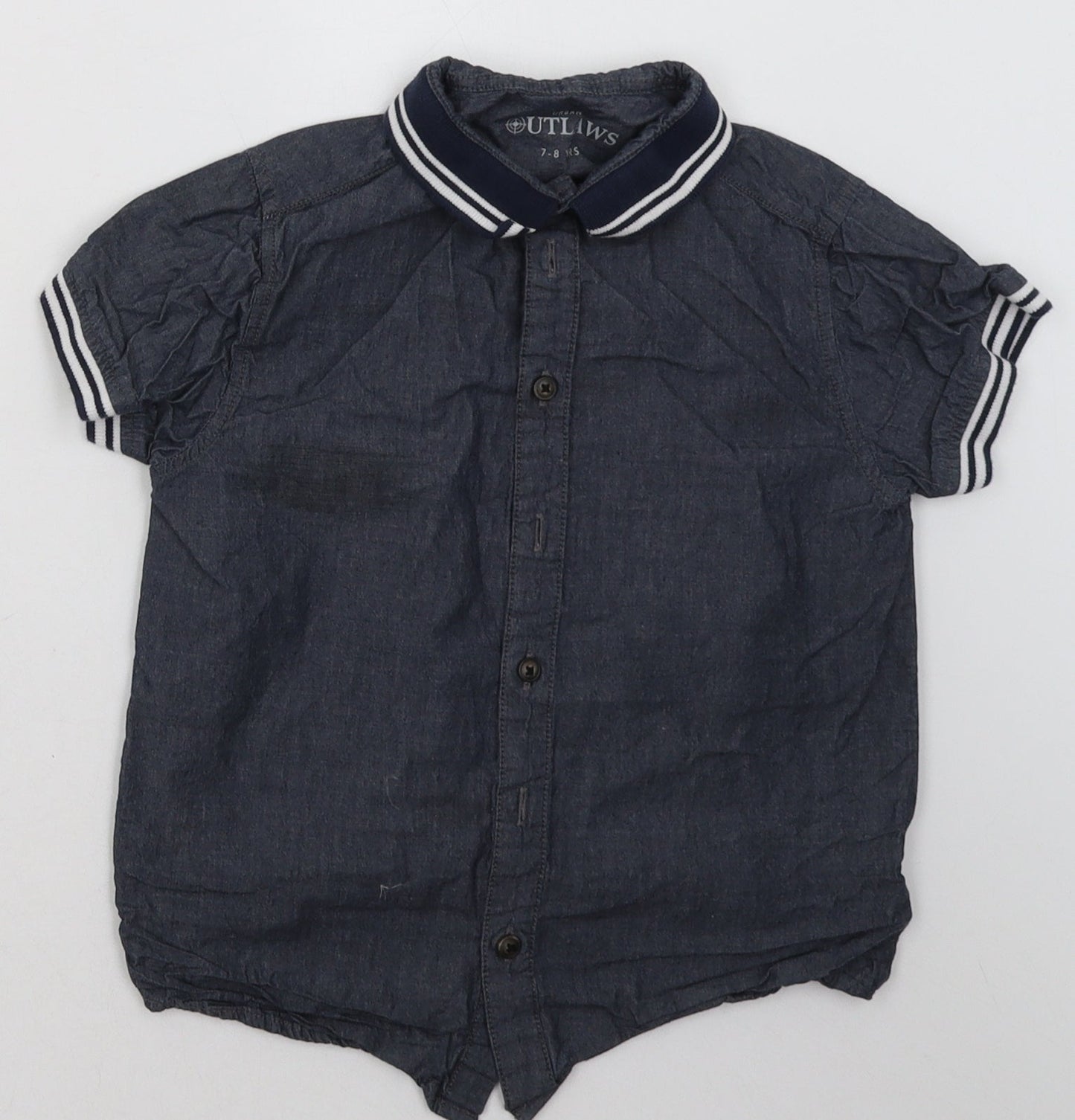 Peacocks Boys Blue  Cotton Basic Button-Up Size 7-8 Years Collared Button
