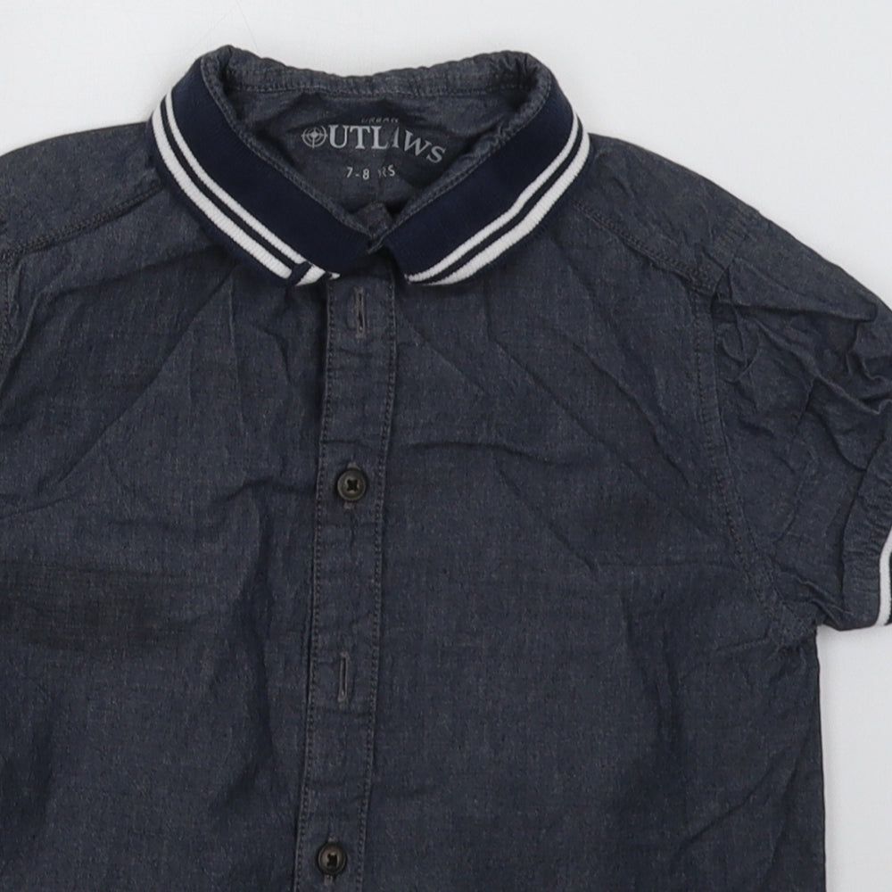 Peacocks Boys Blue  Cotton Basic Button-Up Size 7-8 Years Collared Button