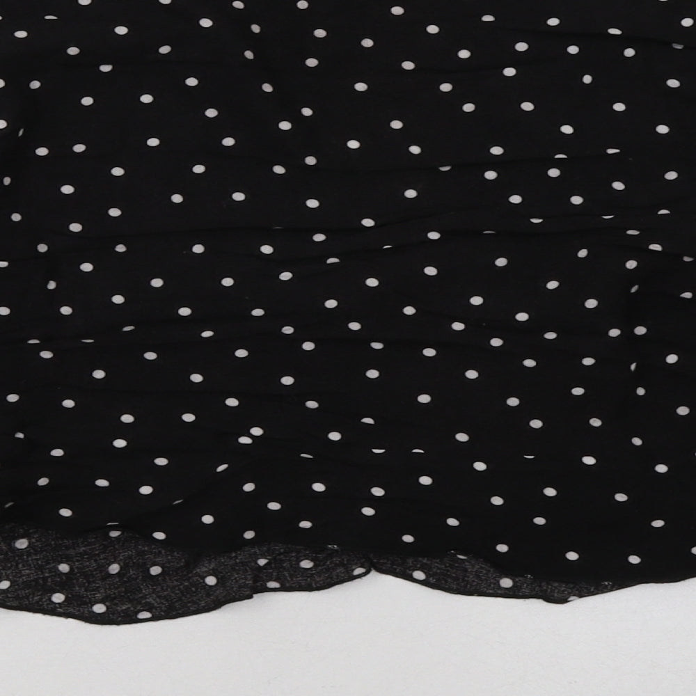 PRETTYLITTLETHING Womens Black Polka Dot Cotton Cropped Blouse Size 10 V-Neck