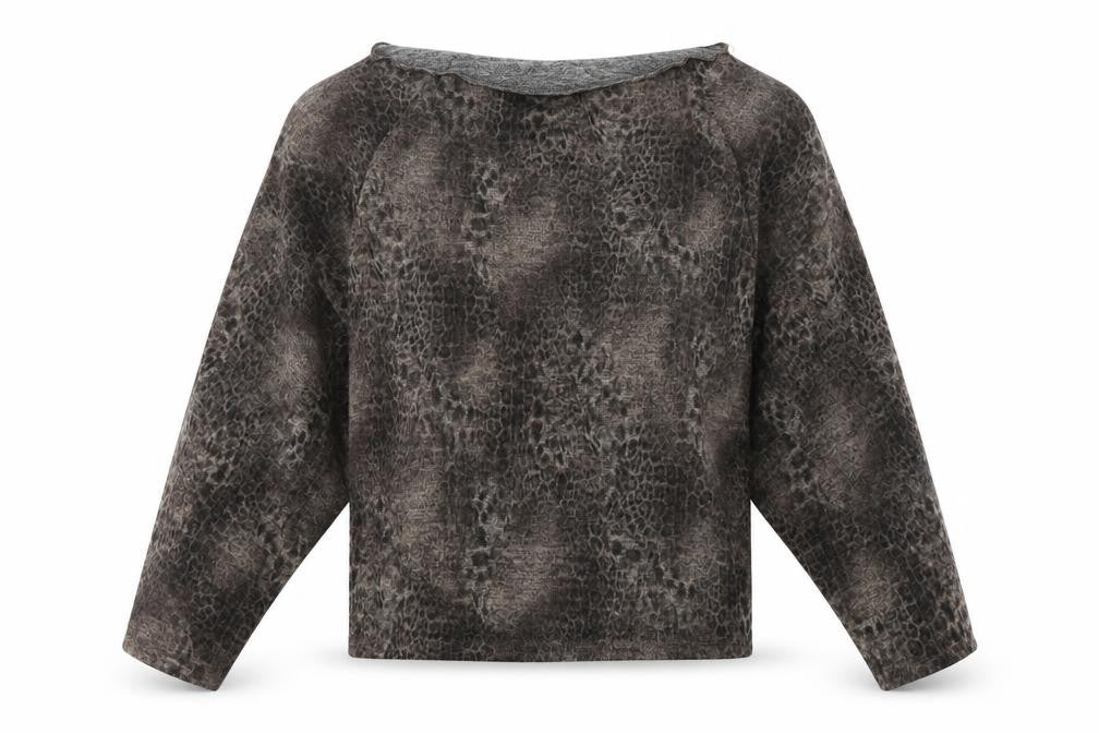 Lipsy Womens Brown Animal Print Polyester Pullover Sweatshirt Size 4  Pullover