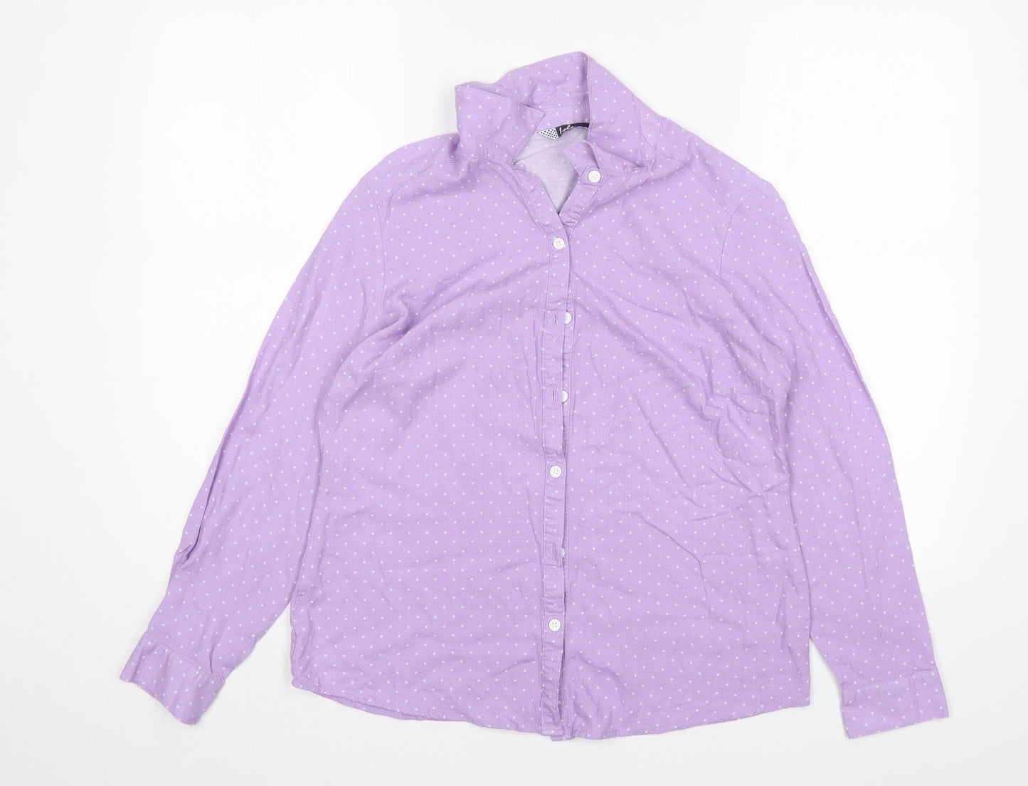 EWM Womens Multicoloured Polka Dot Viscose Basic Button-Up Size 14 Collared
