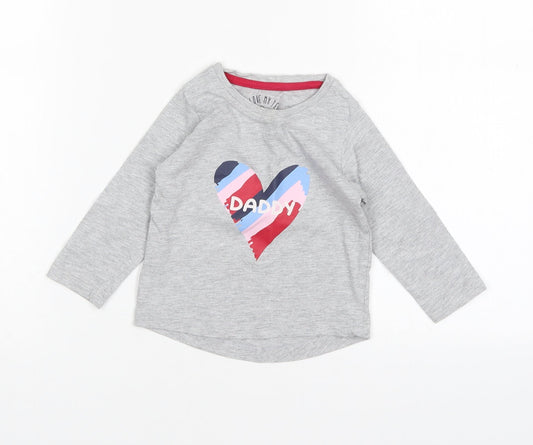 Matalan Girls Grey  Cotton Basic T-Shirt Size 9-12 Months Round Neck  - Daddy