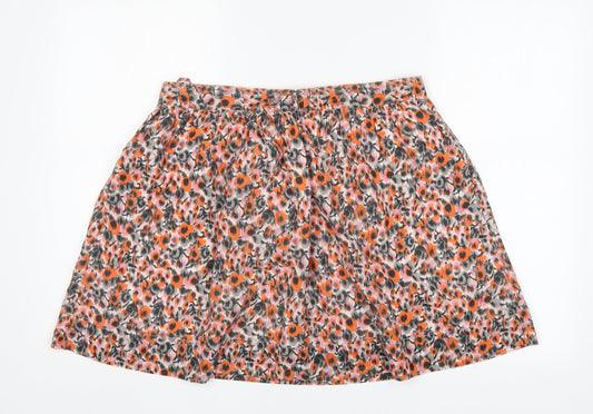 Preworn Womens Multicoloured Animal Print Cotton A-Line Skirt Size L