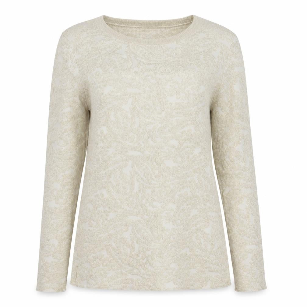 Sweewe Womens Gold Round Neck Floral Polyamide Pullover Jumper Size S
