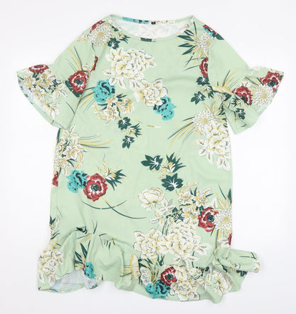 Womens Multicoloured Floral Polyester A-Line  Size XL  Round Neck
