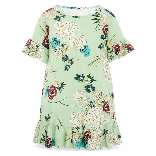 Womens Multicoloured Floral Polyester A-Line  Size XL  Round Neck