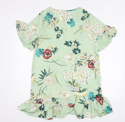 Womens Multicoloured Floral Polyester A-Line  Size XL  Round Neck