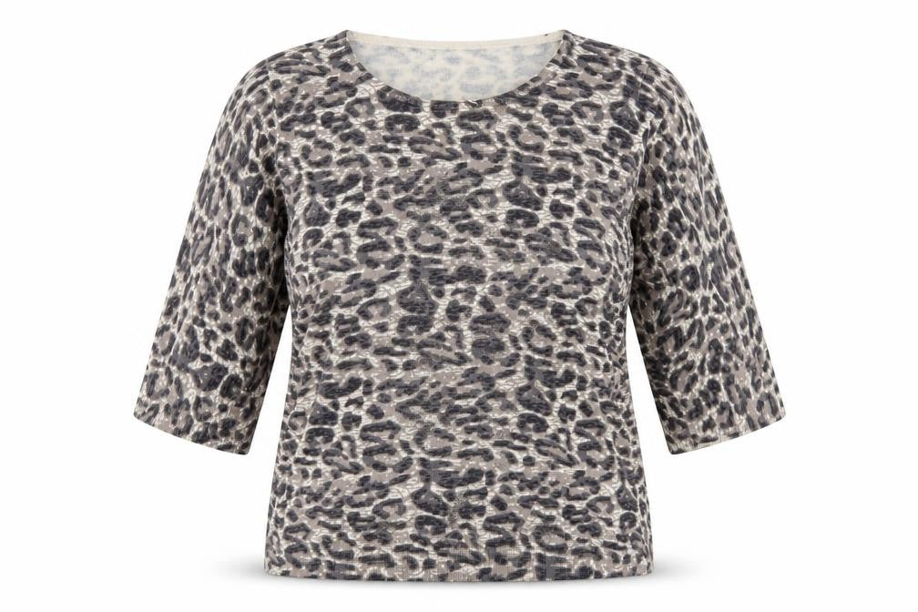 Bonmarché Womens Brown Round Neck Animal Print Viscose Pullover Jumper Size L