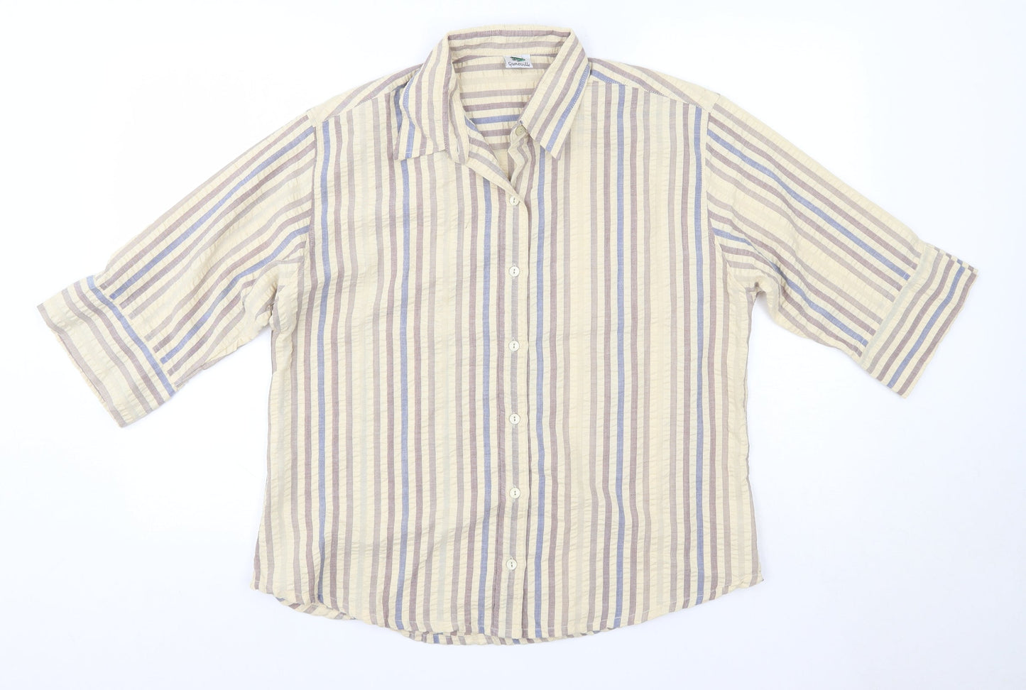 Grenoville Womens Multicoloured Striped Polyester Basic Button-Up Size L Collared