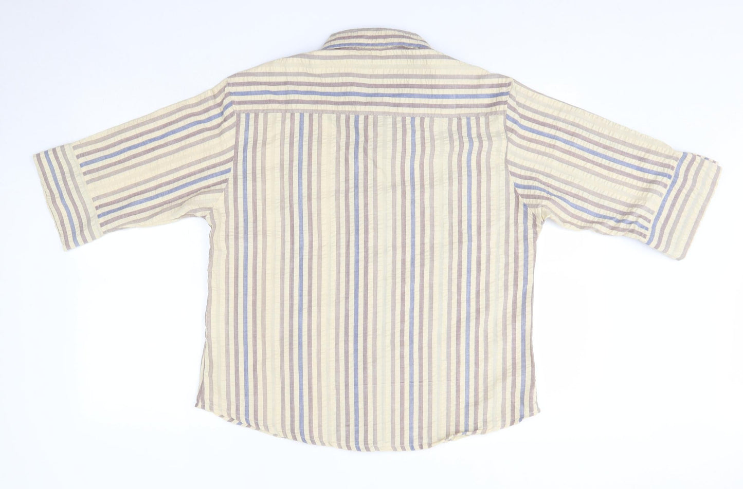 Grenoville Womens Multicoloured Striped Polyester Basic Button-Up Size L Collared