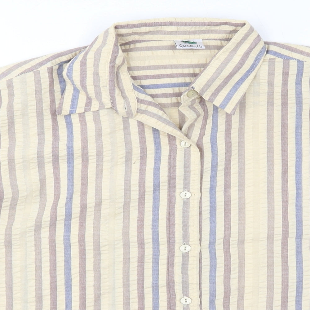 Grenoville Womens Multicoloured Striped Polyester Basic Button-Up Size L Collared