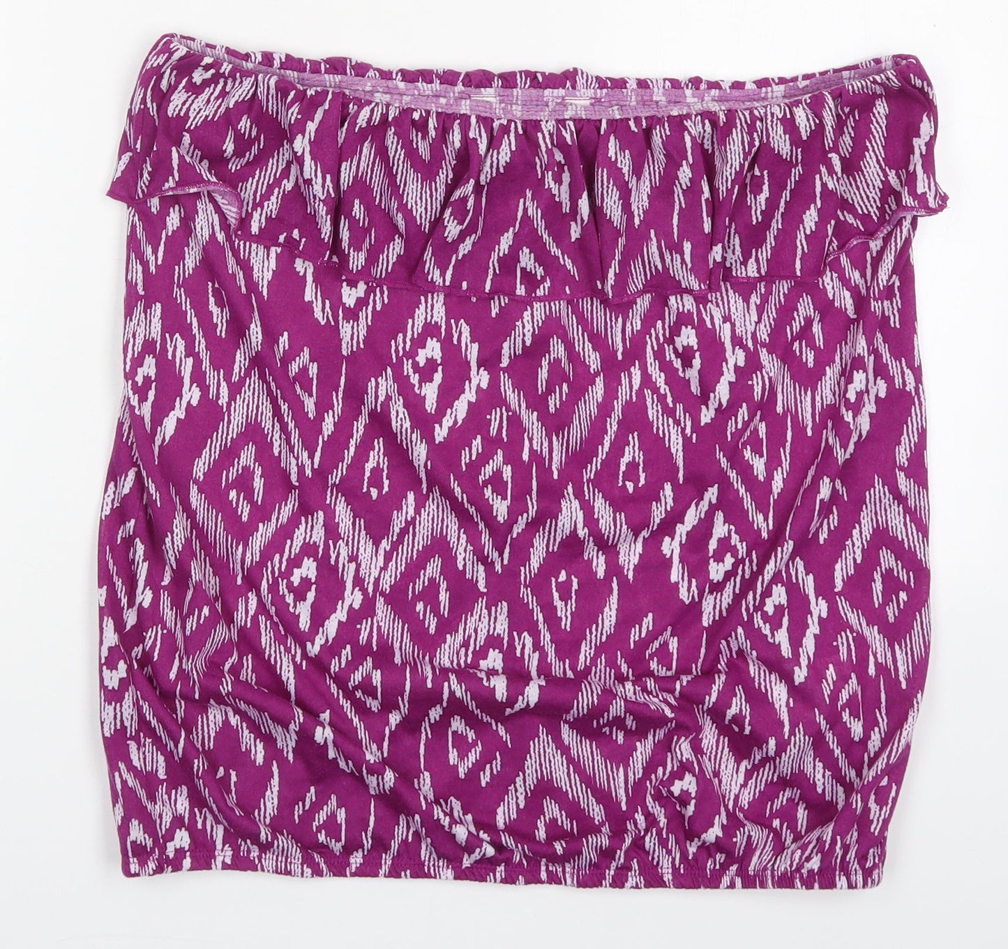 Peacocks Womens Purple Geometric Polyester Basic Tank Size M Off the Shoulder