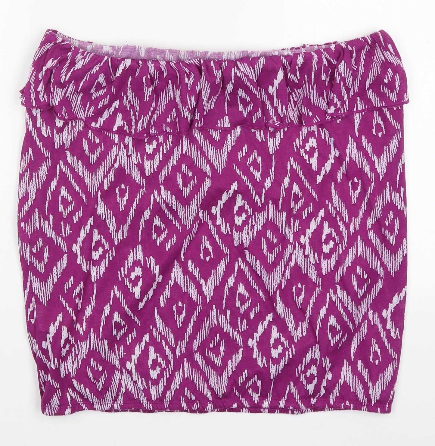 Peacocks Womens Purple Geometric Polyester Basic Tank Size M Off the Shoulder
