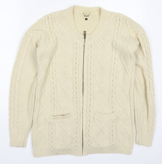 River Island Womens Beige Round Neck  Acrylic Full Zip Jumper Size 6