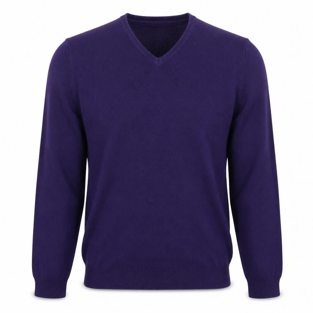 Marks & Spencer Mens Purple V-Neck  Acrylic Pullover Jumper Size S