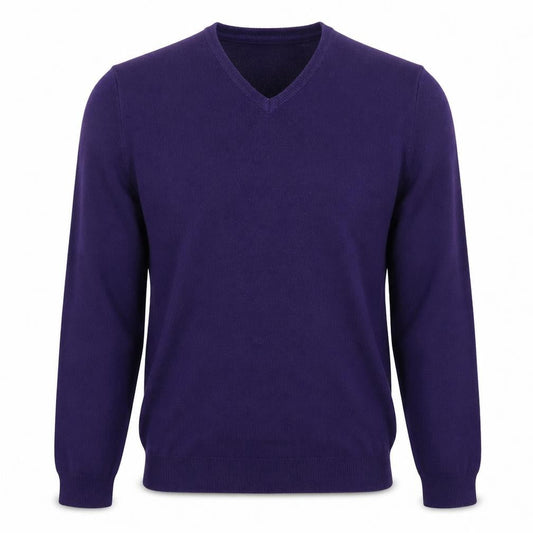 Marks & Spencer Mens Purple V-Neck  Acrylic Pullover Jumper Size S