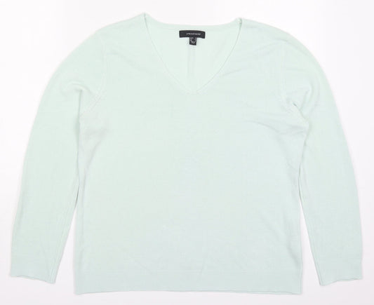 Atmosphere Womens Green V-Neck  Acrylic Pullover Jumper Size 14