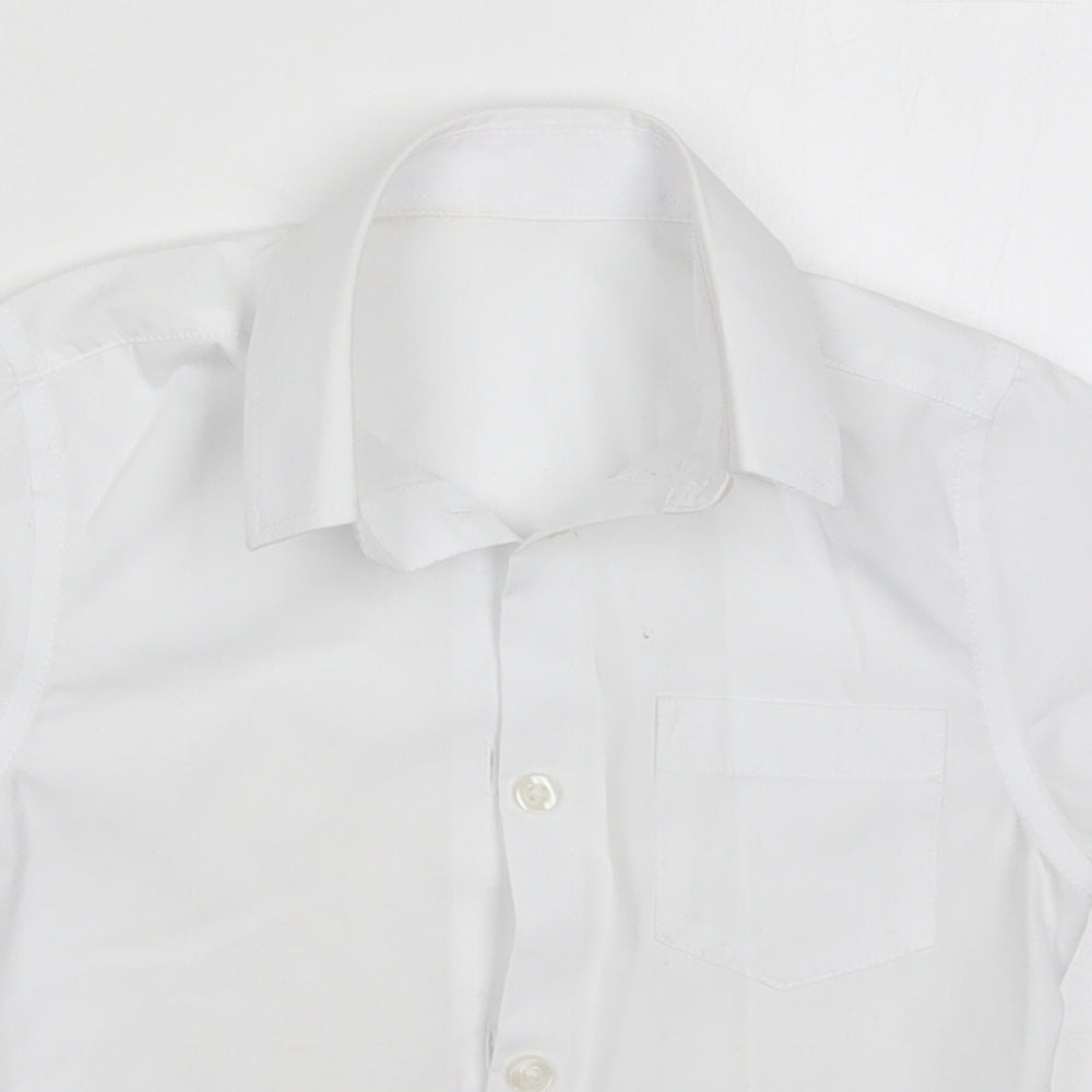 TU Boys White  Polyester Basic Button-Up Size 5 Years Collared Button