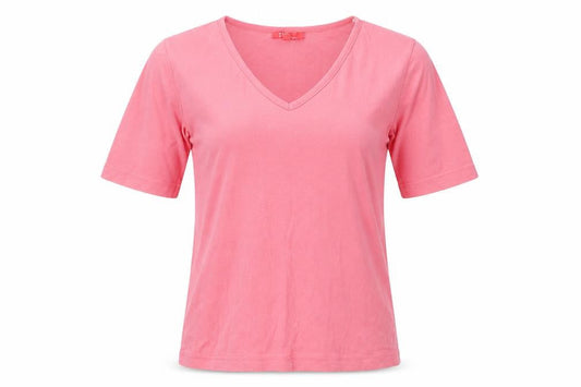 Eva Womens Pink  Cotton Basic T-Shirt Size M V-Neck