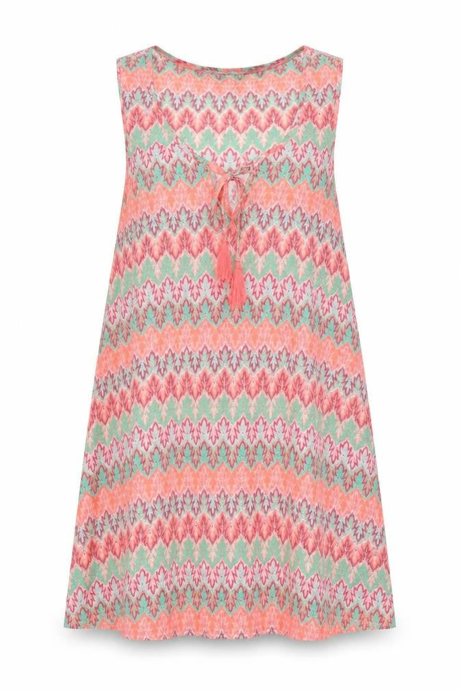 Papaya Womens Orange Striped Polyester A-Line  Size 10  Round Neck  - Beach wear