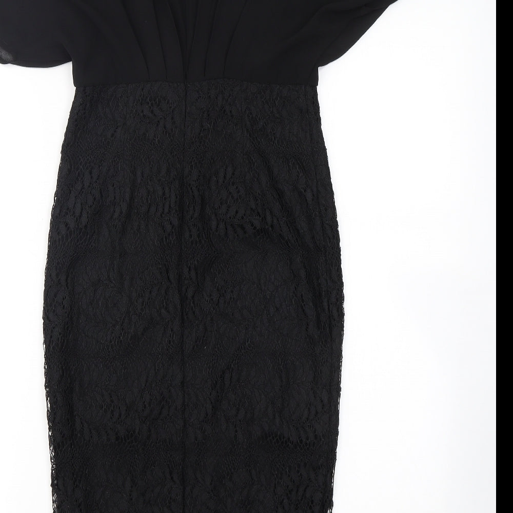 Girl In Mind Womens Black  Polyester Pencil Dress  Size 10  Crew Neck Zip