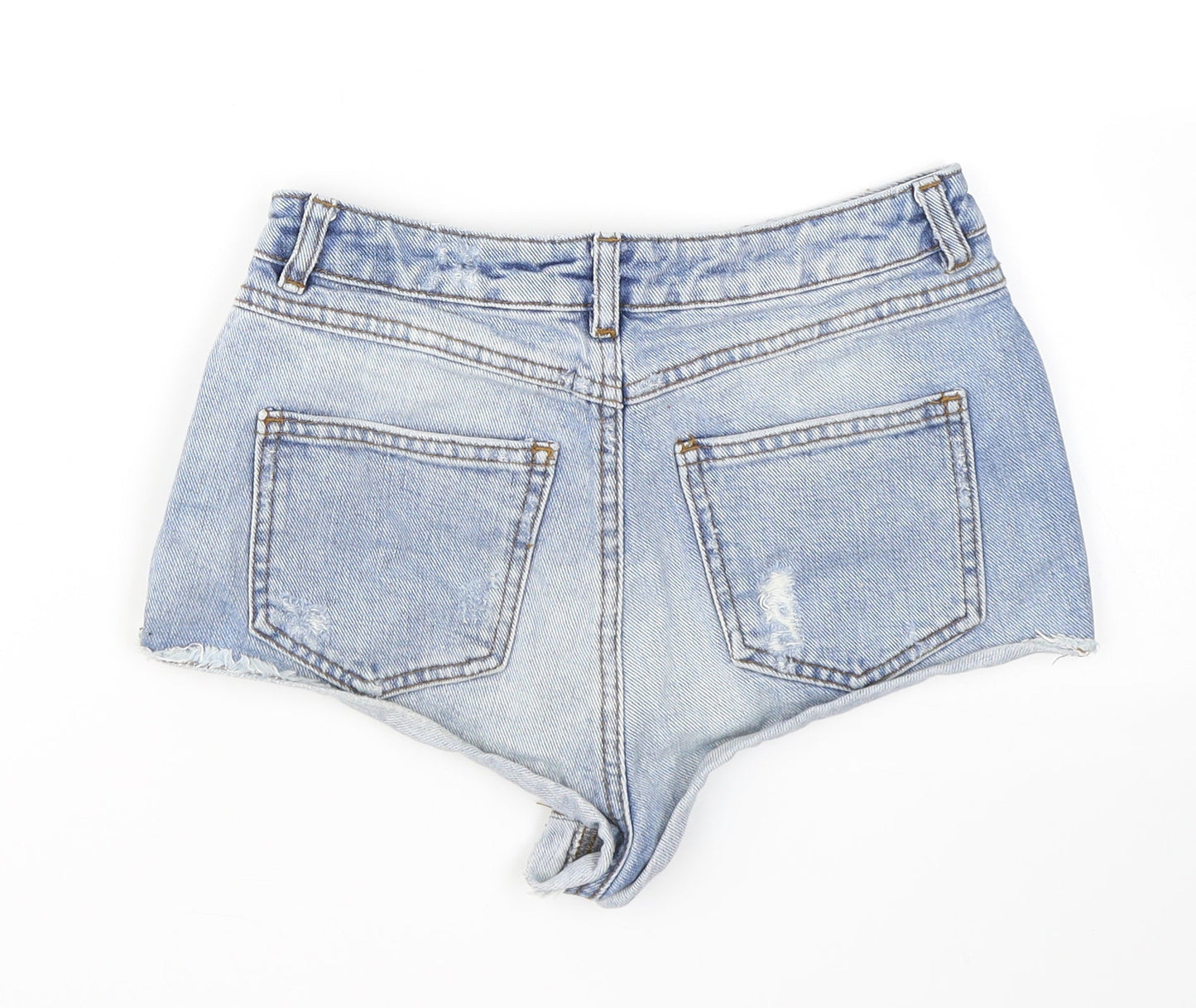Topshop Moto Womens Blue  Cotton Hot Pants Shorts Size 26 in  Regular Button