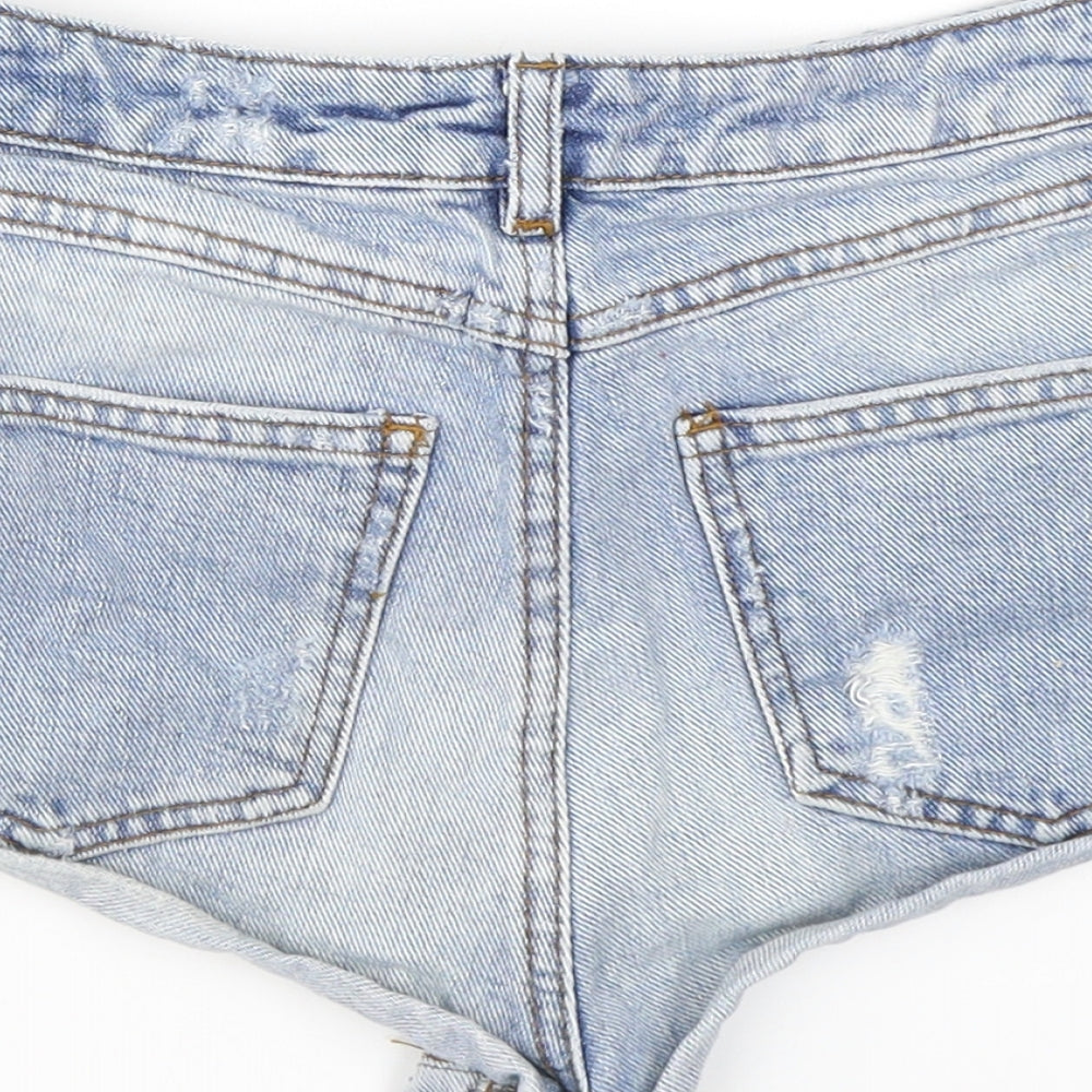 Topshop Moto Womens Blue  Cotton Hot Pants Shorts Size 26 in  Regular Button