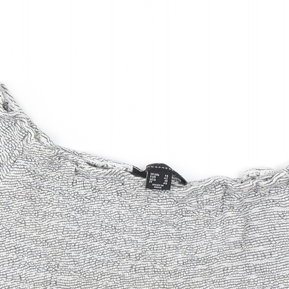 Atmosphere Womens Grey Striped Viscose Cropped T-Shirt Size 14 Off the Shoulder