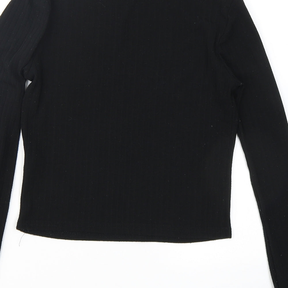 915 Generation Girls Black  Polyester Cropped T-Shirt Size 12-13 Years Crew Neck