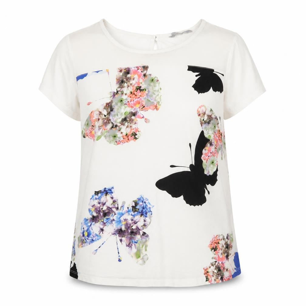 Debenhams Womens Multicoloured Floral Polyester  T-Shirt Size 14 Round Neck