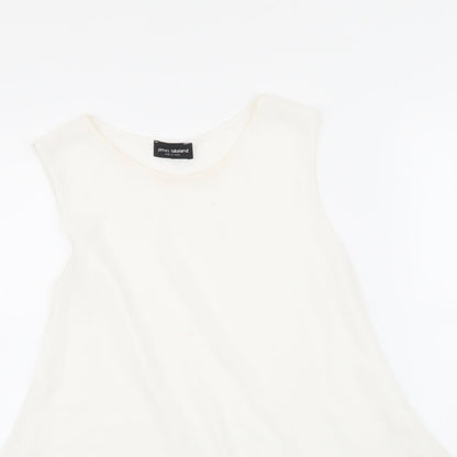 James Lakeland Womens White  Polyester Basic Blouse Size 10 Round Neck