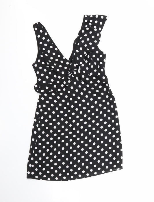 bcbgmazazrai Womens Multicoloured Polka Dot Polyester Fit & Flare  Size 4  Round Neck