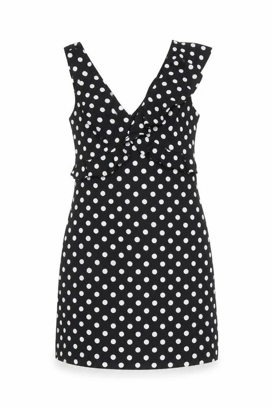 bcbgmazazrai Womens Multicoloured Polka Dot Polyester Fit & Flare  Size 4  Round Neck