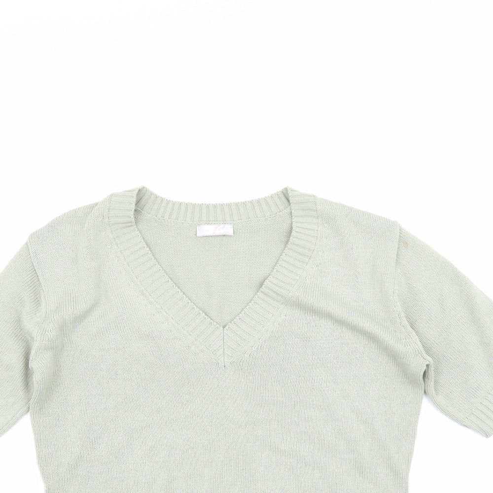 Cheer Womens Green Round Neck  Acrylic Pullover Jumper Size 14
