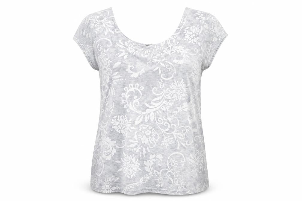 fii Womens Grey Floral Viscose Basic Blouse Size M Roll Neck