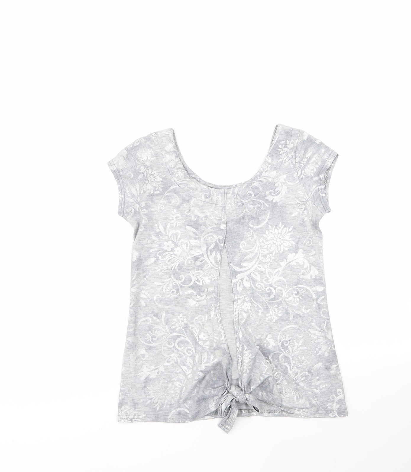 fii Womens Grey Floral Viscose Basic Blouse Size M Roll Neck