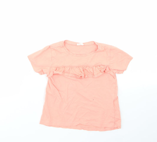 H&M Girls Orange  100% Cotton Basic T-Shirt Size 2-3 Years Round Neck