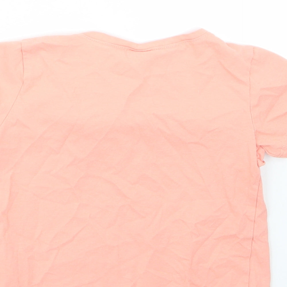 H&M Girls Orange  100% Cotton Basic T-Shirt Size 2-3 Years Round Neck
