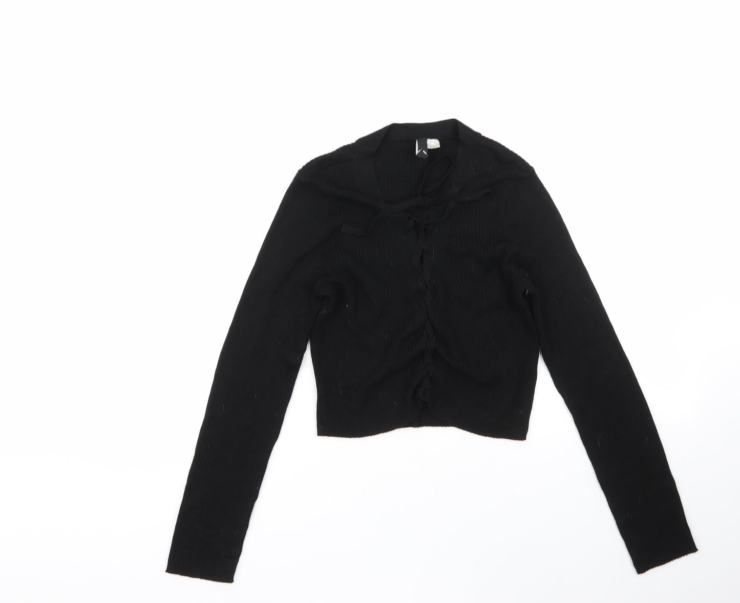 H&M Womens Black Round Neck  Viscose Pullover Jumper Size M